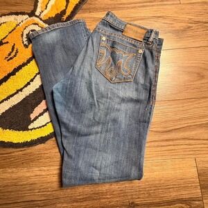 Y2K low rise Avalon blue straight leg jeans Size 32" #denim #straightleg (0103)